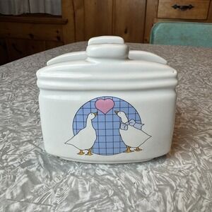 Vintage Country Ducks Goose 1990s Napkin Letter Holder Ceramic Granny Chic Core